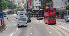 Spent a week in Hong Kong. Trams on Hong Kong Island.