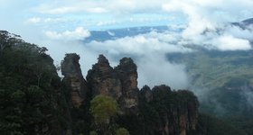 By the next day, some of the fog had lifted. The Three Sisters.