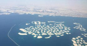 The abandoned "The World" islands offshore of Dubai