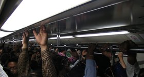 Enjoying the Delhi Metro - still better than sitting in traffic